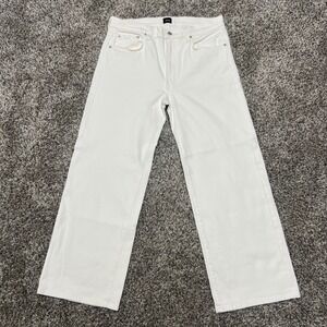 Edwin Marlan Womens 10/30 Eggshell White Wide Leg Jeans Organic Cotton Made USA